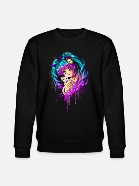 Killing og Pigtail Manga Girl - Stanley/Stella økologisk unisex-sweatshirt CHANGER  - sort