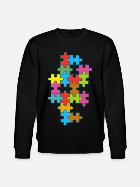 Mehrfarbiges, unvollständiges Puzzle - Stanley/Stella Unisex Bio-Sweatshirt CHANGER  - Schwarz