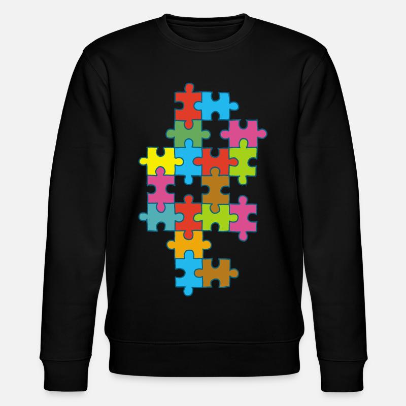 Mehrfarbiges, unvollständiges Puzzle - Stanley/Stella Unisex Bio-Sweatshirt CHANGER  - Schwarz