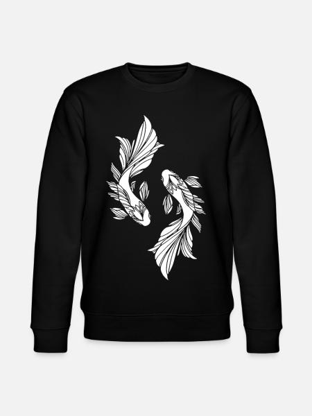 Two white fish - Stanley/Stella CHANGER Unisex Organic Sweatshirt - black