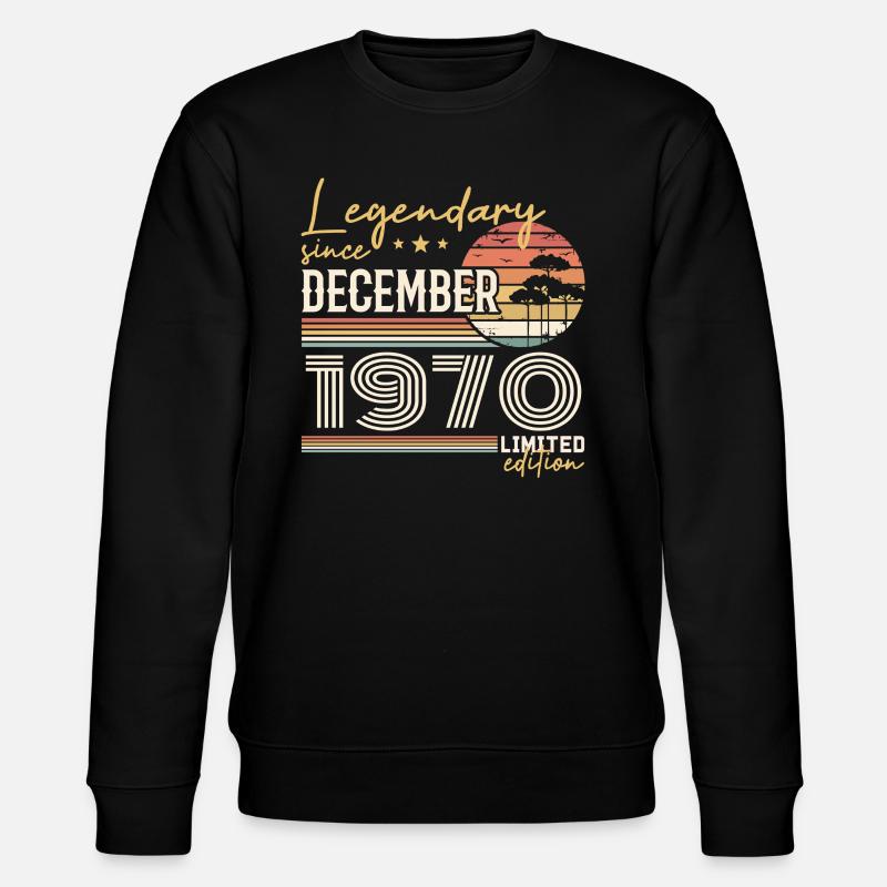 Cadeau 55e Anniversaire Décembre 1970 - Sweat bio CHANGER Stanley/Stella Unisexe - noir