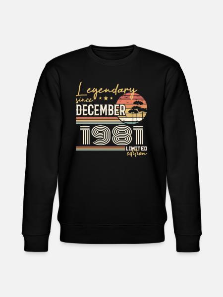 December 1981 44th Anniversary Gift - Stanley/Stella CHANGER Unisex Organic Sweatshirt - black