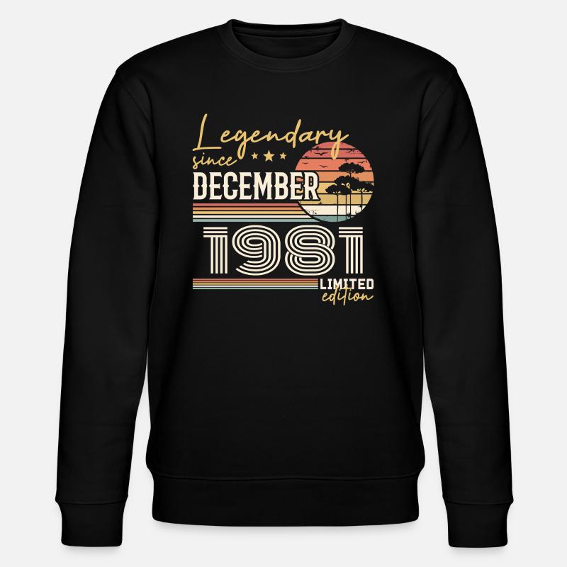 December 1981 44th Anniversary Gift - Stanley/Stella CHANGER Unisex Organic Sweatshirt - black