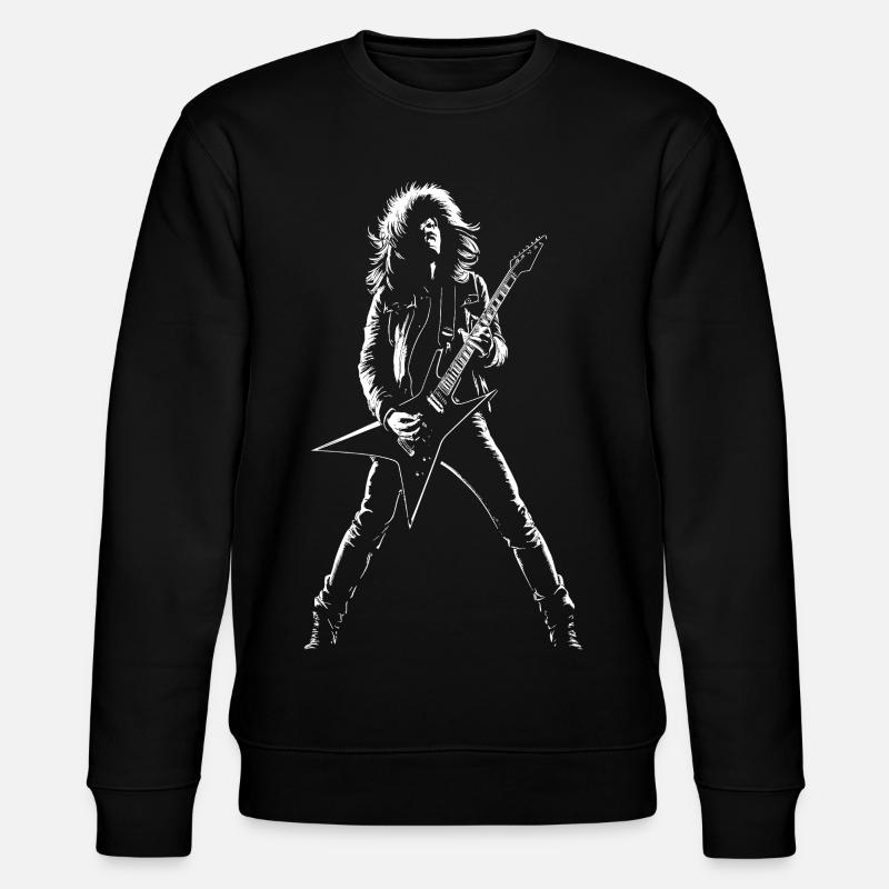 Gitarrist Mann spielt E-Gitarre Druck - Stanley/Stella Unisex Bio-Sweatshirt CHANGER  - Schwarz
