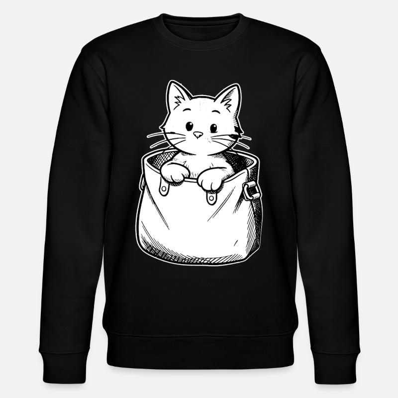 Kätzchen im Beutel Illustration - Stanley/Stella Unisex Bio-Sweatshirt CHANGER  - Schwarz