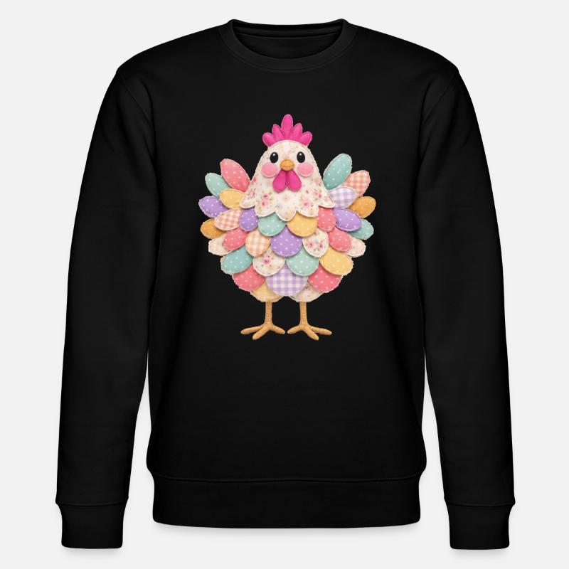 Niedlicher Patchwork-Hennen-Rustikal-Stil - Stanley/Stella Unisex Bio-Sweatshirt CHANGER  - Schwarz