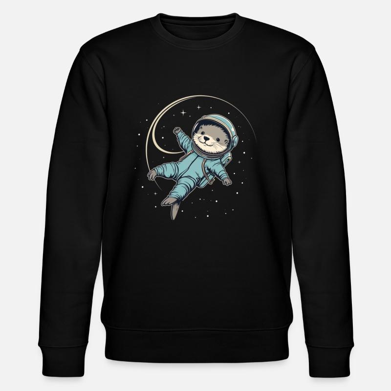 Otter Space Lustig Otter Astronaut - Stanley/Stella Unisex Bio-Sweatshirt CHANGER  - Schwarz