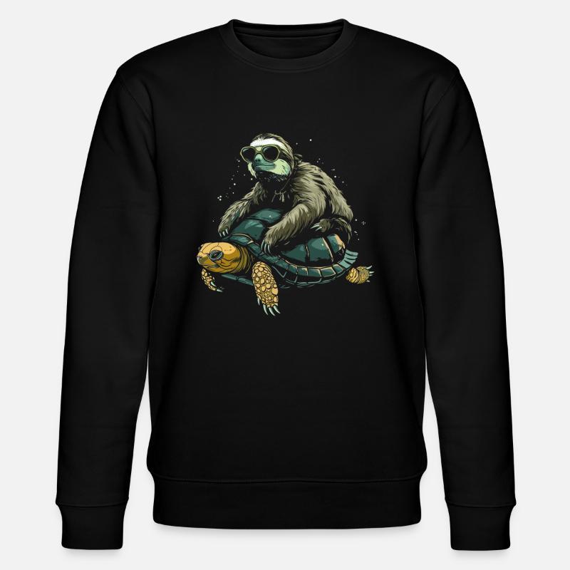 Sloth Turtle Funny Gift - Stanley/Stella CHANGER Unisex Organic Sweatshirt - black