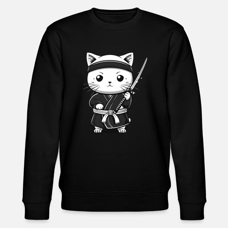 Chat samouraï kawaii drôle cadeau - Sweat bio CHANGER Stanley/Stella Unisexe - noir
