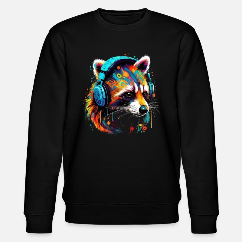 Waschbär Lustig Geschenk - Stanley/Stella Unisex Bio-Sweatshirt CHANGER  - Schwarz