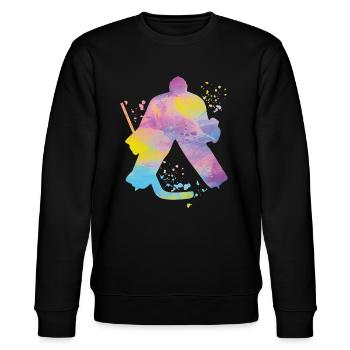 Eishockeyspieler Jungen Eishockey - Stanley/Stella Unisex Bio-Sweatshirt CHANGER  - Schwarz - Vorne - Nik (191cm) & Marisol (170cm)