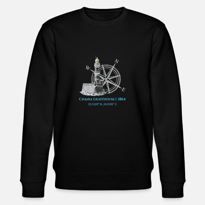 Kreta Hafen Leuchtturm Design - Stanley/Stella Unisex Bio-Sweatshirt CHANGER  - Schwarz