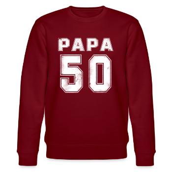 50th birthday - dad 50 - Stanley/Stella CHANGER Unisex Organic Sweatshirt - burgundy - Front - Nik (191cm) & Marisol (170cm)