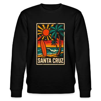 Santa Cruz Retro 70er 80er Vintage - Stanley/Stella Unisex Bio-Sweatshirt CHANGER  - Schwarz - Vorne - Nik (191cm) & Marisol (170cm)