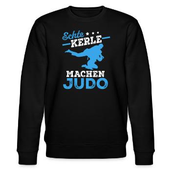 Echte Kerle machen Judo - Stanley/Stella Unisex Bio-Sweatshirt CHANGER  - Schwarz - Vorne - Nik (191cm) & Marisol (170cm)