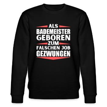 Bademeister im falschen Job gelandet - Stanley/Stella Unisex Bio-Sweatshirt CHANGER  - Schwarz - Vorne - Nik (191cm) & Marisol (170cm)