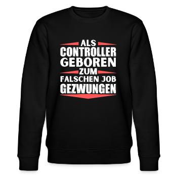 Controller im falschen Job gelandet - Stanley/Stella Unisex Bio-Sweatshirt CHANGER  - Schwarz - Vorne - Nik (191cm) & Marisol (170cm)