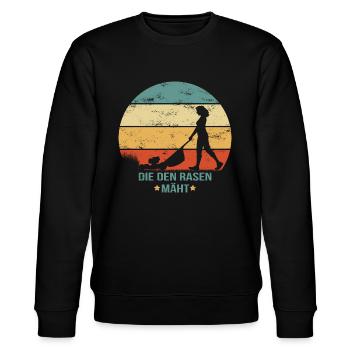 Die den Rasen mäht - grunge Frau Rasenmäher Garten - Stanley/Stella Unisex Bio-Sweatshirt CHANGER  - Schwarz - Vorne - Nik (191cm) & Marisol (170cm)