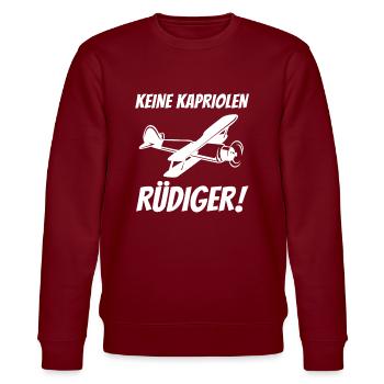 Nicht so tief Rüdiger keine Kapriolen Flugzeug - Stanley/Stella Unisex Bio-Sweatshirt CHANGER  - Burgunderrot - Vorne - Nik (191cm) & Marisol (170cm)