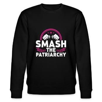 smash the patriarchy Feminismus Feministing Spruch - Stanley/Stella Unisex Bio-Sweatshirt CHANGER  - Schwarz - Vorne - Nik (191cm) & Marisol (170cm)