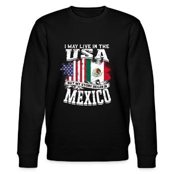 usa amerika einwanderer us bürger amerikanische fl - Stanley/Stella Unisex Bio-Sweatshirt CHANGER  - Schwarz - Vorne - Nik (191cm) & Marisol (170cm)