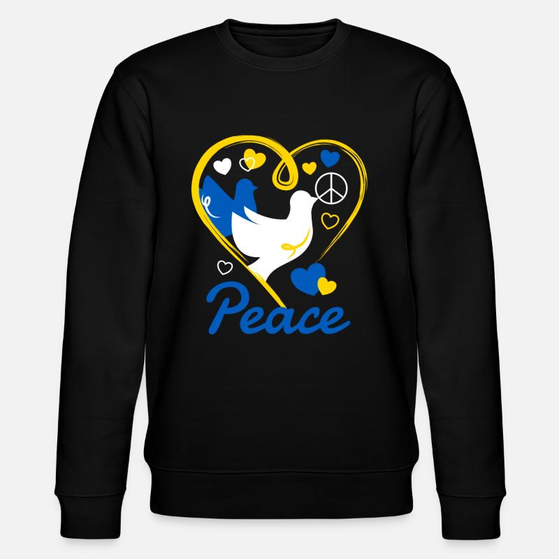 Ukrainische Friedenstaube mit Peacezeichen - Stanley/Stella Unisex Bio-Sweatshirt CHANGER - Schwarz