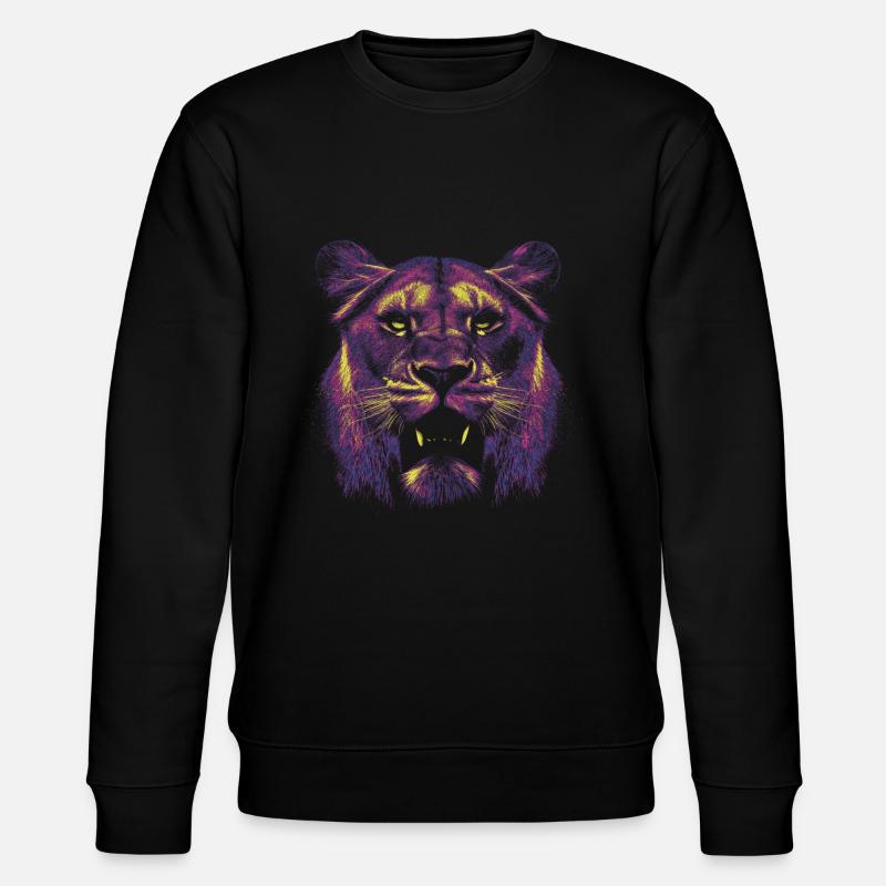 Farbiger Löwinnenkopf - Stanley/Stella Unisex Bio-Sweatshirt CHANGER  - Schwarz