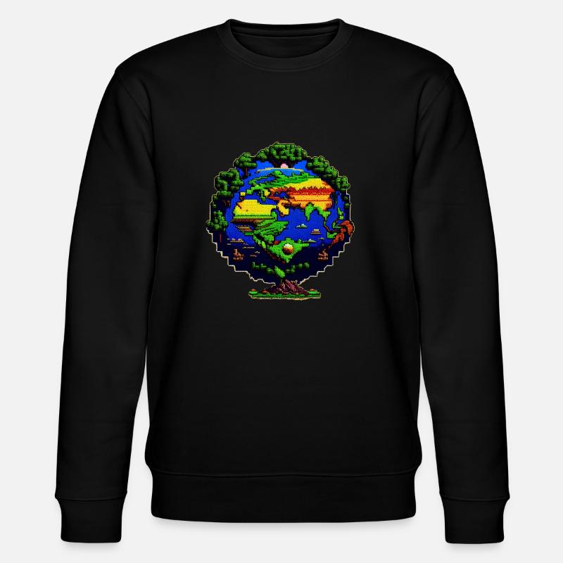 Die Erde in Pixelkunst - Stanley/Stella Unisex Bio-Sweatshirt CHANGER  - Schwarz