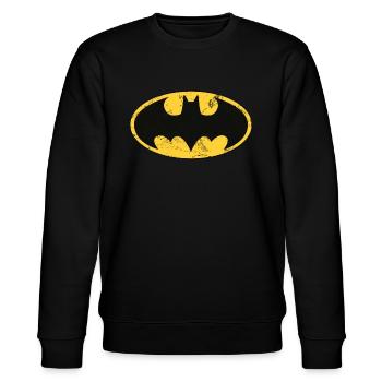 DC Comics Batman Logo Used Look - Stanley/Stella CHANGER Unisex Organic Sweatshirt - black - Front - Nik (191cm) & Marisol (170cm)