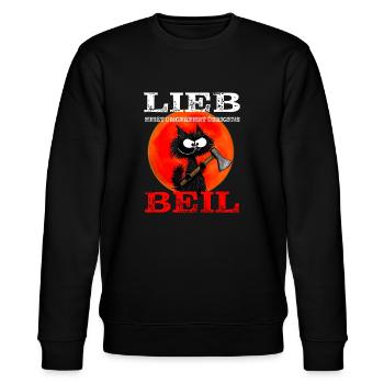 mörderische Katze Lieb heißt umgekehrt Beil - Stanley/Stella Unisex Bio-Sweatshirt CHANGER  - Schwarz - Vorne - Nik (191cm) & Marisol (170cm)