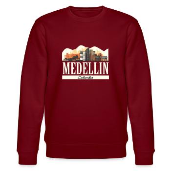 Medellin Colombia Skyline Stadtbild Kolumbien - Stanley/Stella Unisex Bio-Sweatshirt CHANGER  - Burgunderrot - Vorne - Nik (191cm) & Marisol (170cm)