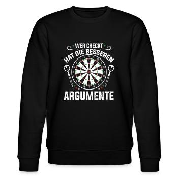 Dart Weisheit Checkt Besseren Argumente Geschenk - Stanley/Stella Unisex Bio-Sweatshirt CHANGER  - Schwarz - Vorne - Nik (191cm) & Marisol (170cm)