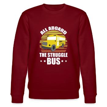 All Aboard The Struggle Bus Vintage Bus Driver - Stanley/Stella CHANGER Unisex Organic Sweatshirt - burgundy - Front - Nik (191cm) & Marisol (170cm)