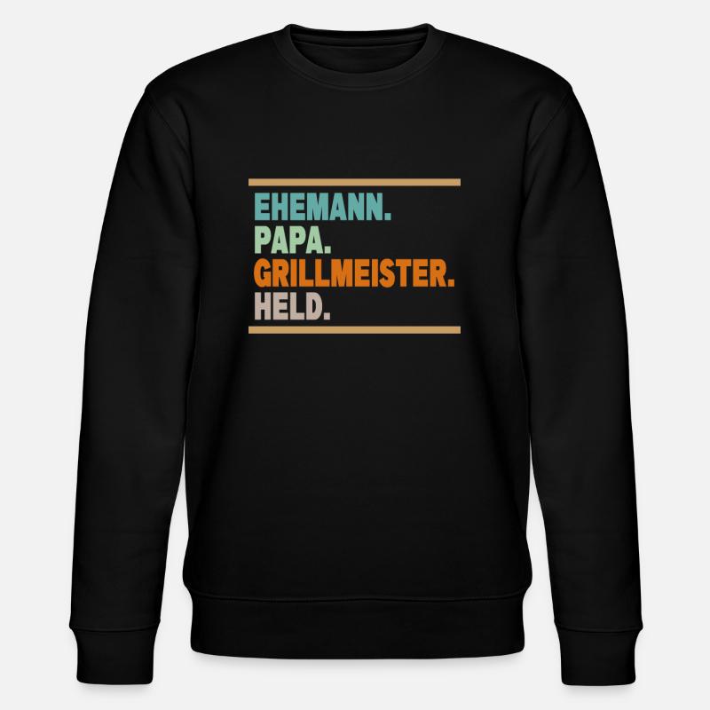 Ehemann Papa Grillmeister Held - Stanley/Stella Unisex Bio-Sweatshirt CHANGER - Schwarz