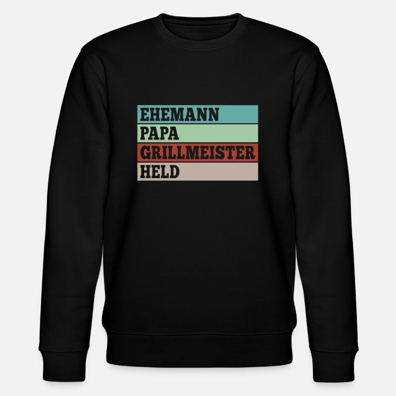 Ehemann Papa Grillmeister Held - Stanley/Stella Unisex Bio-Sweatshirt CHANGER  - Schwarz