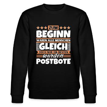 Zum Beginn gleich die besten wurden Postbote - Stanley/Stella Unisex Bio-Sweatshirt CHANGER  - Schwarz - Vorne - Nik (191cm) & Marisol (170cm)