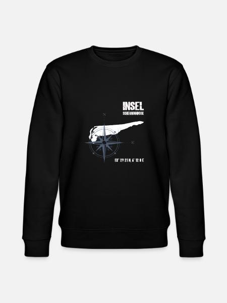 Schiermonnikoog Noordzee-eiland coördinaten kaart - Stanley/Stella Uniseks bio-sweatshirt CHANGER  - zwart