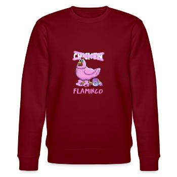 Huhn als Flamingo Cartoon - Stanley/Stella Unisex Bio-Sweatshirt CHANGER  - Burgunderrot - Vorne - Nik (191cm) & Marisol (170cm)