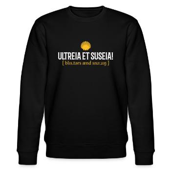 Ultreia et suseia | Camino de Santiago | Parodie - Sweat bio CHANGER Stanley/Stella Unisexe - noir - Devant - Nik (191cm) & Marisol (170cm)