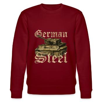 Panzer German Steel Gift - Stanley/Stella CHANGER Unisex Organic Sweatshirt - burgundy - Front - Nik (191cm) & Marisol (170cm)