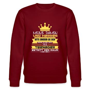 Erheben Sie Sich - der TEENAGER - kommt! Geschenk - Stanley/Stella Unisex Bio-Sweatshirt CHANGER  - Burgunderrot - Vorne - Nik (191cm) & Marisol (170cm)