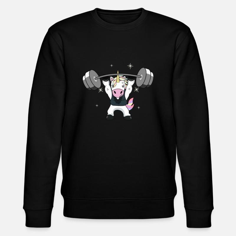 Gewichtheben Einhorn - Stanley/Stella Unisex Bio-Sweatshirt CHANGER  - Schwarz