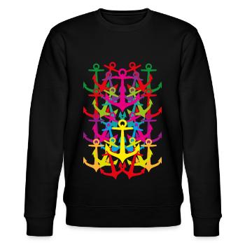 01 Muster Anker Pop Art - Stanley/Stella Unisex Bio-Sweatshirt CHANGER  - Schwarz - Vorne - Nik (191cm) & Marisol (170cm)