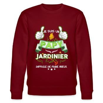 Papy Jardinier, citation humour - Sweat bio CHANGER Stanley/Stella Unisexe - bordeaux - Devant - Nik (191cm) & Marisol (170cm)