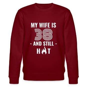 38 Jahre Geburtstag Ehefrau Geschenk - Stanley/Stella Unisex Bio-Sweatshirt CHANGER  - Burgunderrot - Vorne - Nik (191cm) & Marisol (170cm)