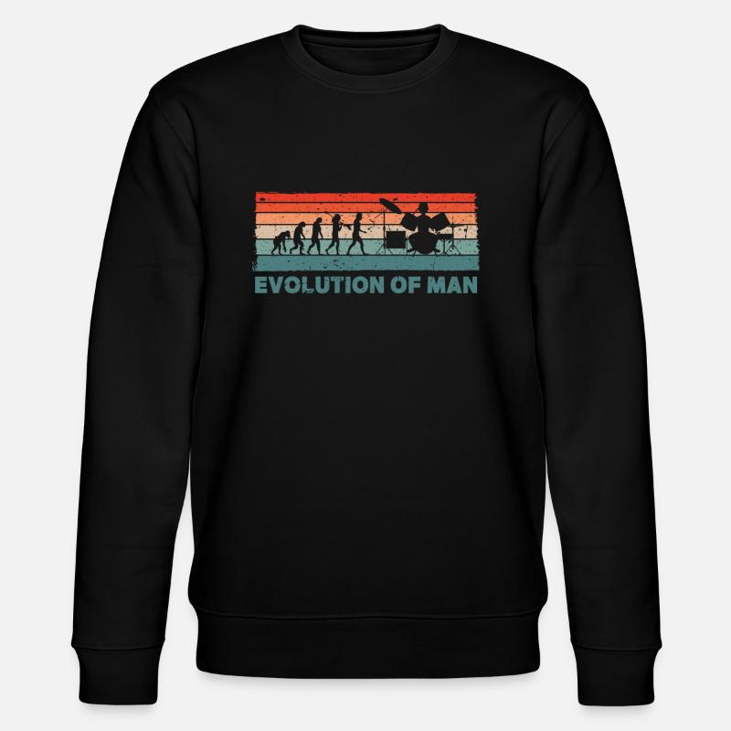 Retro Schlagzeuger Evolution Drummer - Stanley/Stella Unisex Bio-Sweatshirt CHANGER  - Schwarz