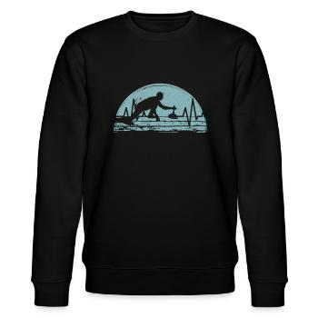 Eisstock Stockschiessen Eisstockschießen - Stanley/Stella Unisex Bio-Sweatshirt CHANGER  - Schwarz - Vorne - Nik (191cm) & Marisol (170cm)