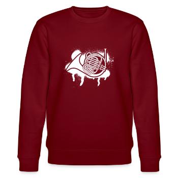 Waldhorn Waldhornspieler Waldhornist - Stanley/Stella Unisex Bio-Sweatshirt CHANGER  - Burgunderrot - Vorne - Nik (191cm) & Marisol (170cm)