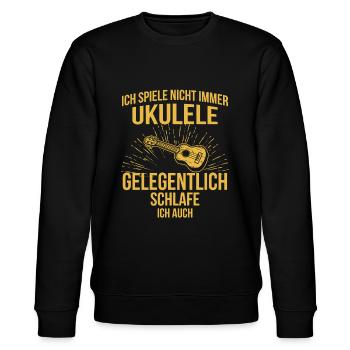 Ukulele Ukulele-Spieler Ukulelist - Stanley/Stella Unisex Bio-Sweatshirt CHANGER  - Schwarz - Vorne - Nik (191cm) & Marisol (170cm)