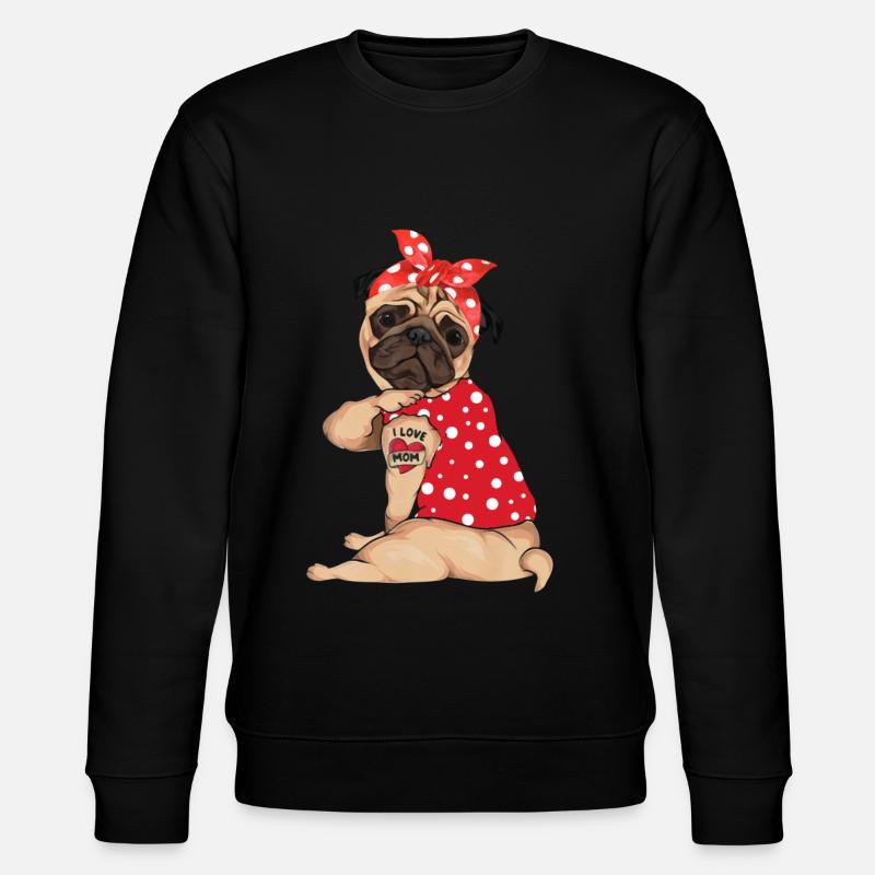 Polka Dot Mops Hund - Stanley/Stella Unisex Bio-Sweatshirt CHANGER  - Schwarz